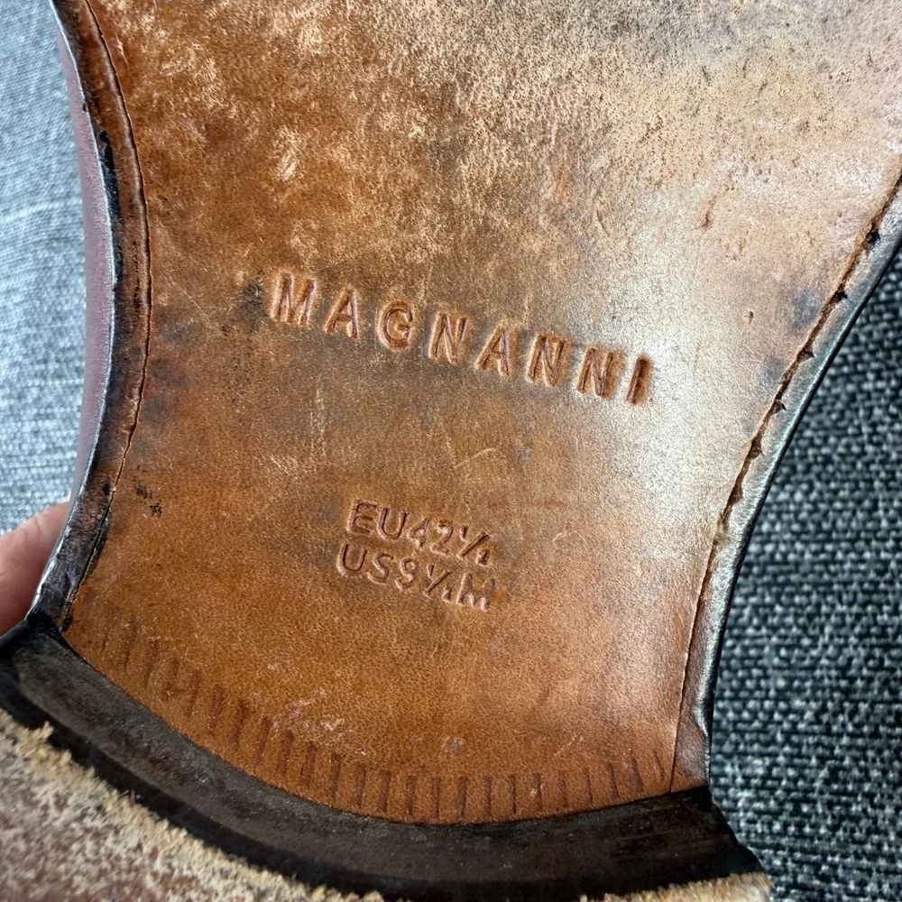 Magnanni Penny Loafers Mens 9.5M Cognac Brown Leather Slip On Dress Shoes Spain